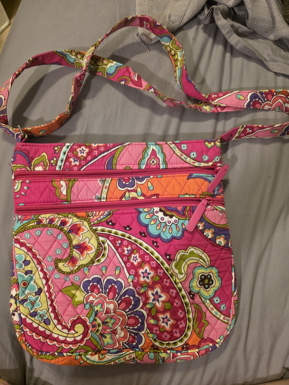 Vera Bradley Pink Multicolor Quilted Paisley Crossbody